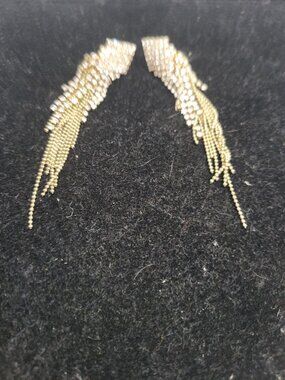 Vintage 80's Disco Rhinestone Earrings with Long metallic Strings